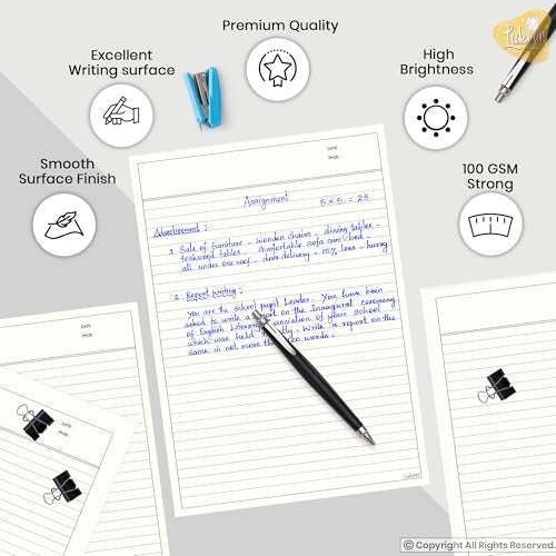 Lakeer A4 Ruled Paper Ivory Color -100 GSM, Pack of 100 | for Project, Assignment, Practical, Homework and Etc. - Image 5