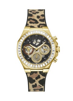 GUESS Animal Print Genuine leather/Silicone Strap\Chocolate Brown Dial\Gold Tone Stainless Steel Case  - Image 1