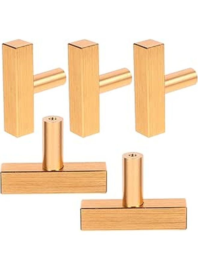 Gold Square Cabinet Drawer Pulls Handles for Wardrobe Kitchen Cupboard Hardware 5pcs - Image 1