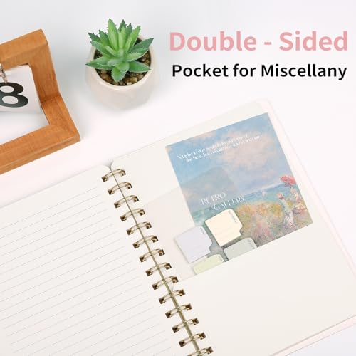 Oneirom Spiral Notebook-5.75" x 8.125" College Ruled Journal with Inner Pockets and 160 Pages,PU Leather Cover Business Journal, Twin-Wire Binding Notebook Perfect for Office & Home School Supplies Brown - Image 4