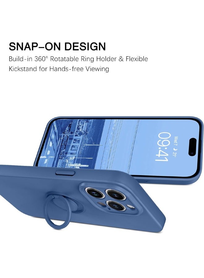 iPhone 15 Pro Case, Slim Soft Silicone Rotatable Ring Holder, Support Magnetic Car Mount, Anti-Scratch Non-Slip and Shockproof Protective Cover for iPhone 15 Pro 6.1 inch, Blue - Image 3