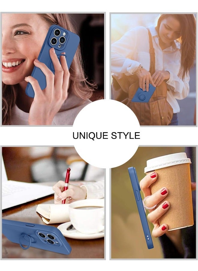 iPhone 15 Pro Case, Slim Soft Silicone Rotatable Ring Holder, Support Magnetic Car Mount, Anti-Scratch Non-Slip and Shockproof Protective Cover for iPhone 15 Pro 6.1 inch, Blue - Image 5