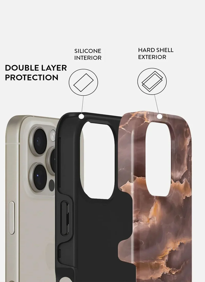 BURGA Premium BURGA Case Compatible with iPhone 16 Pro - Hybrid Dual-Layer Hard Shell + Silicone Protection - Firewood Design - Scratch-Resistant Shockproof Cover
