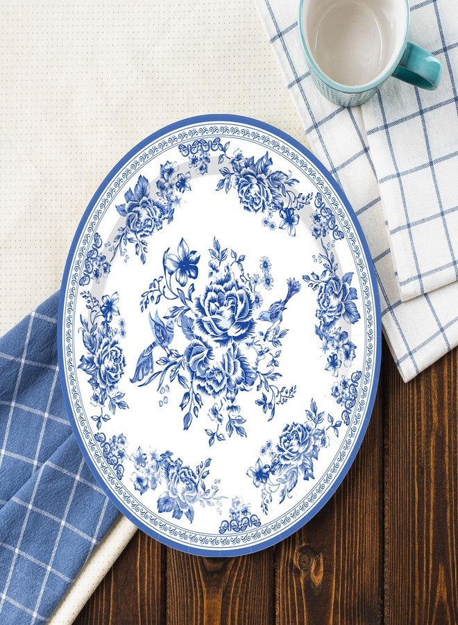 Whaline 40Pcs Blue Floral Paper Plates Blue White Flower Disposable Plates 9 Inch Decorative Dinner Dessert Plates for Spring Wedding Bridal Baby Shower Birthday Tea Party Supplies - Image 4