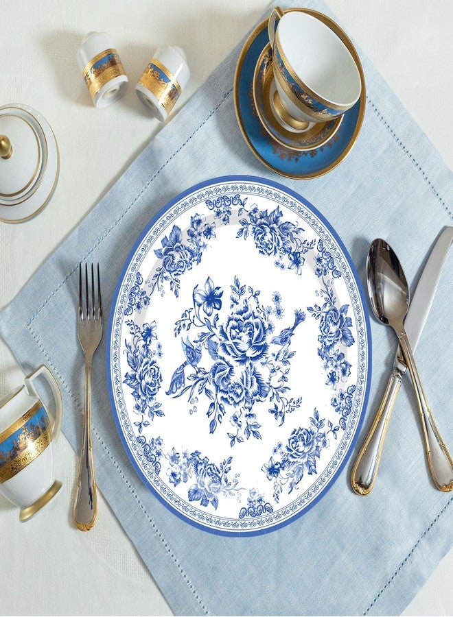 Whaline 40Pcs Blue Floral Paper Plates Blue White Flower Disposable Plates 9 Inch Decorative Dinner Dessert Plates for Spring Wedding Bridal Baby Shower Birthday Tea Party Supplies - Image 5