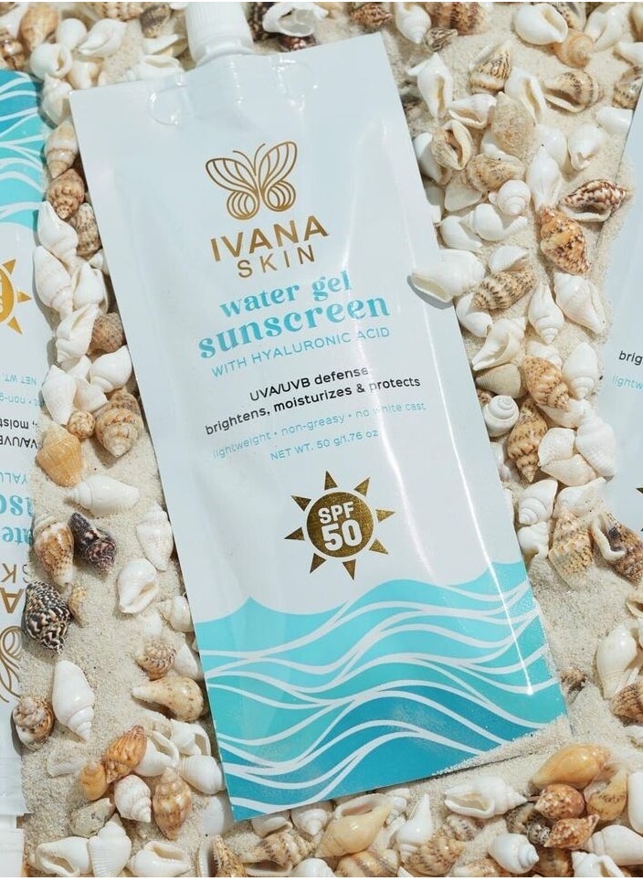 IVANA SKIN Hyaluronic Acid SPF50 Water Gel Sunscreen, Ultimate UVA and UVB Defense, Hydration, Brightening, and Lightweight Protection with No White Cast, 50g.  - Image 3
