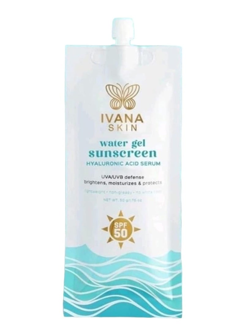 IVANA SKIN Hyaluronic Acid SPF50 Water Gel Sunscreen, Ultimate UVA and UVB Defense, Hydration, Brightening, and Lightweight Protection with No White Cast, 50g.  - Image 4