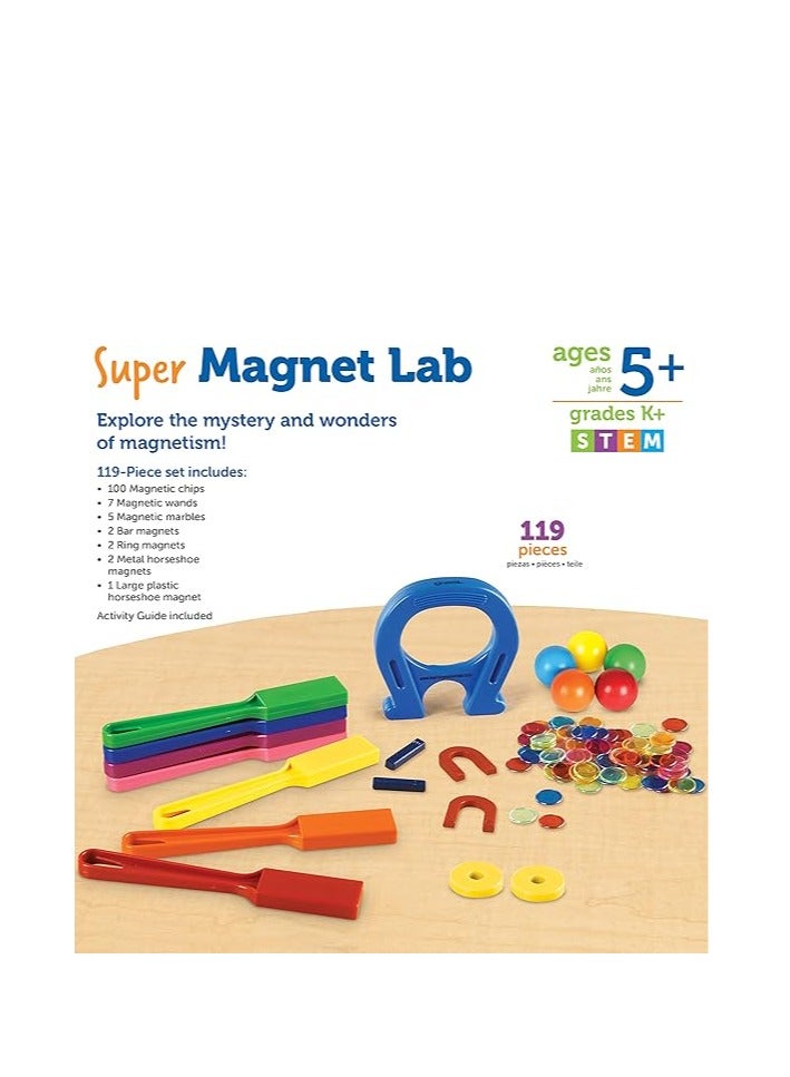 Learning Resources Super Magnet Lab Kit STEM Toy Critical Thinking 119 Pieces Ages 5+ Multi Color - Image 5