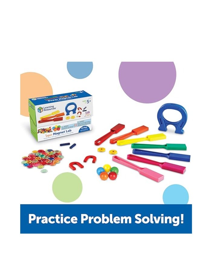Learning Resources Super Magnet Lab Kit STEM Toy Critical Thinking 119 Pieces Ages 5+ Multi Color - Image 3