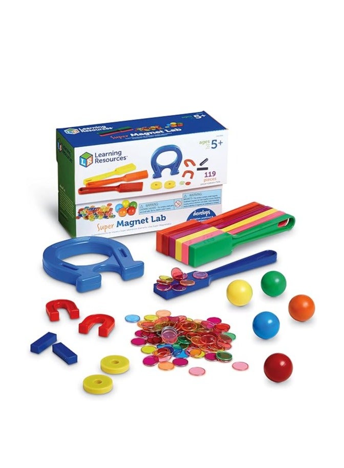 Learning Resources Super Magnet Lab Kit STEM Toy Critical Thinking 119 Pieces Ages 5+ Multi Color - Image 1