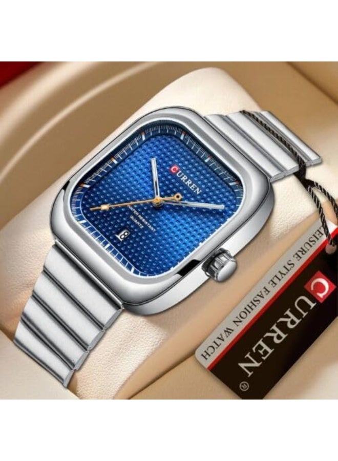 كارين ساعة كوريان 8460 رجالية كاجوال بسوار فولاذي مربعة كوارتز حركة يابانية - Image 3