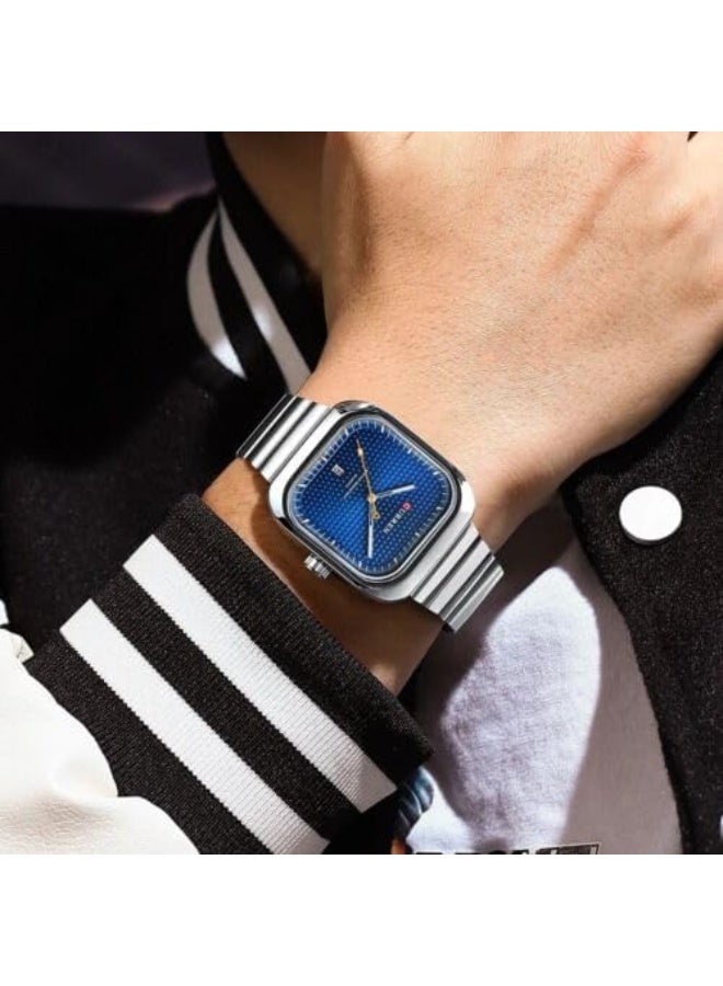 كارين ساعة كوريان 8460 رجالية كاجوال بسوار فولاذي مربعة كوارتز حركة يابانية - Image 4