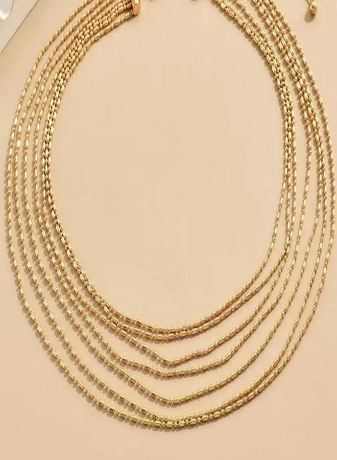 تايك تو عقد متعدد الطبقات بسلاسل بلون ذهبي