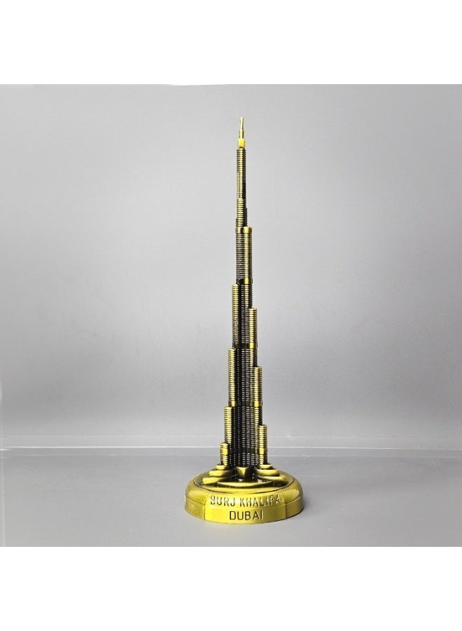 Souvenir Souq Burj Khalifa Metal 23.5 cm/9.25 Inches ,Decoration Iconic Dubai Landmark,World tallest Building, Green Metal  Polish - Image 1