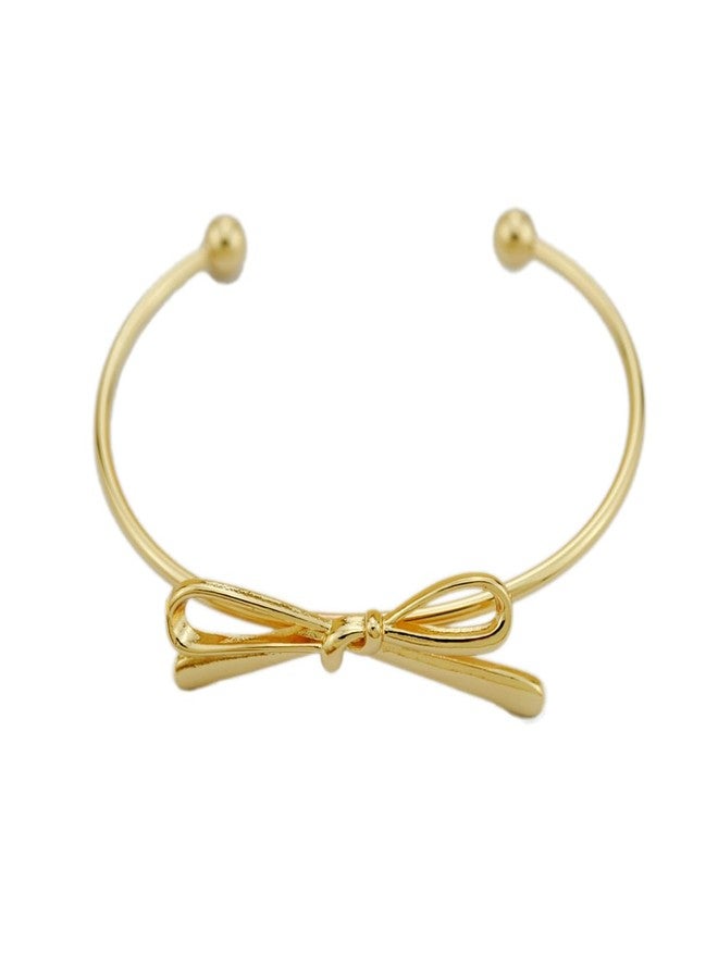 DATOA Elegant Gold color Bow Bangle Cuff Bracelet for Women Simple Ribbon Bow Knot Adjustable Open Cuffs Wrist Bracelets Fashion Christmas Birthday Jewelry Gifts - Gold - Image 1