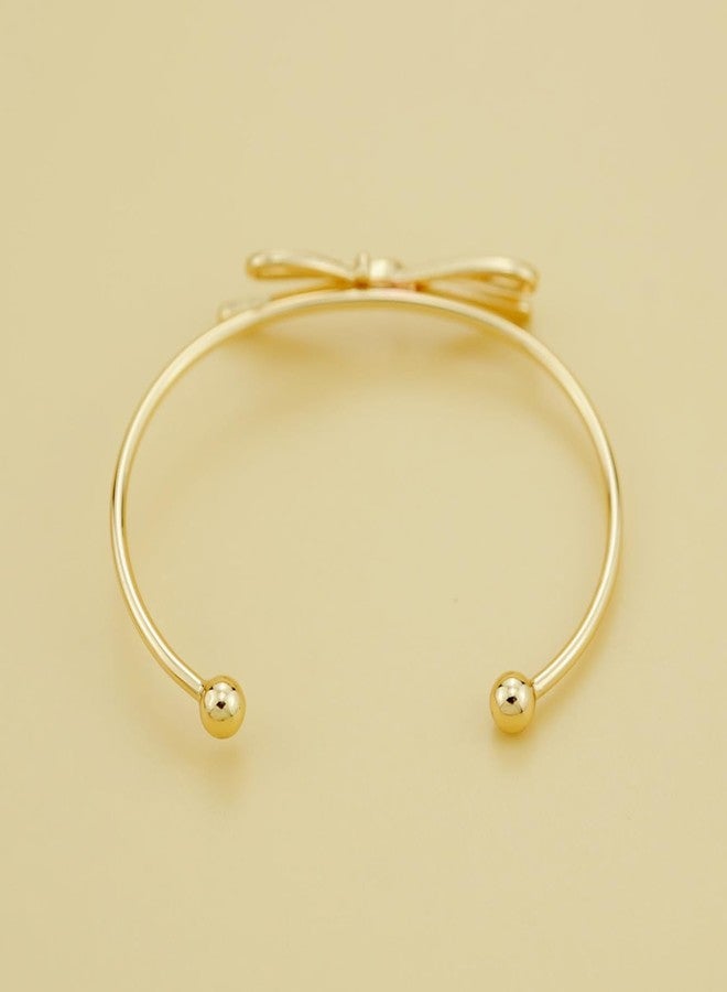 DATOA Elegant Gold color Bow Bangle Cuff Bracelet for Women Simple Ribbon Bow Knot Adjustable Open Cuffs Wrist Bracelets Fashion Christmas Birthday Jewelry Gifts - Gold - Image 5