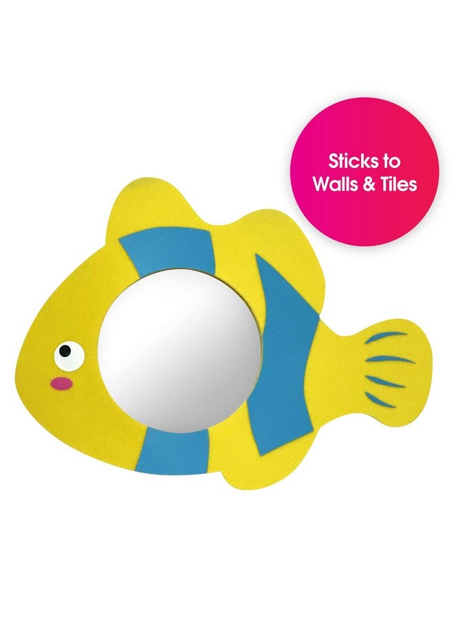 Edushape Magic Mirror Shapes, Fish - Bath Foam Toys with Mirror - Stick-On, Removeable - Toddlers 1-3 - Cause, Effect, Cognitive Skills - Image 2