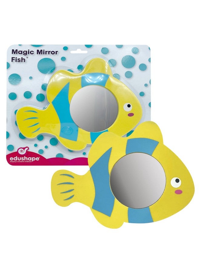 Edushape Magic Mirror Shapes, Fish - Bath Foam Toys with Mirror - Stick-On, Removeable - Toddlers 1-3 - Cause, Effect, Cognitive Skills - Image 1