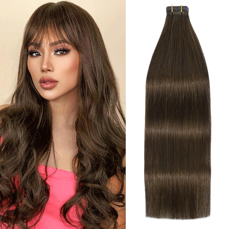 Aison Medium Brown Tape in Hair Extensions Human Hair 16 Inch 30G Tape in Human Hair Extensions 100 Tape Extensions Human Hair 20 PcsPackage