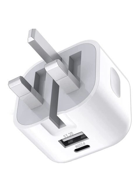20W USB C Charger Block, 2-Ports [USB-C + USB] Charging Station, QC PD3.0 GaN Fast Charging Block, Type C Power Adapter for iPad Pro/iPhone/Samsung Note/Galaxy