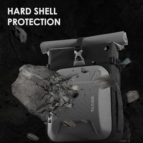TARION Rolltop Camera Backpack with Hardshell - Large Camera Bag with 16 inch Laptop Sleeve and Quick Side Access - Urban DSLR Photography Backpack with Waterproof Raincover Tripod Holder Silver XH - Image 4