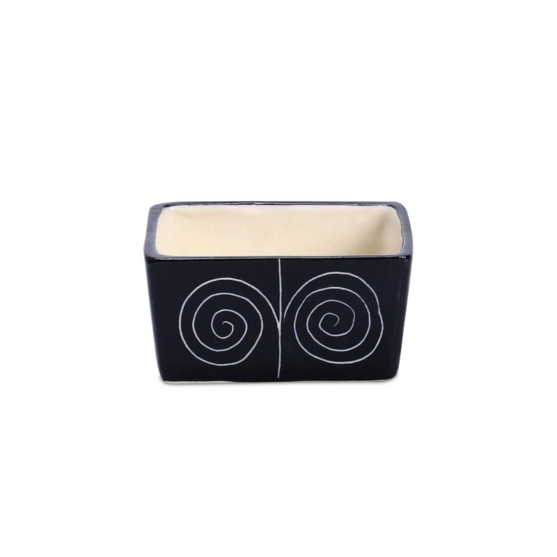 Caffeine Ceramic StonewearHandmade Black Doodle Dip and Sauce Set of 6 40 ml Microwave Dishwasher Safe - Image 3