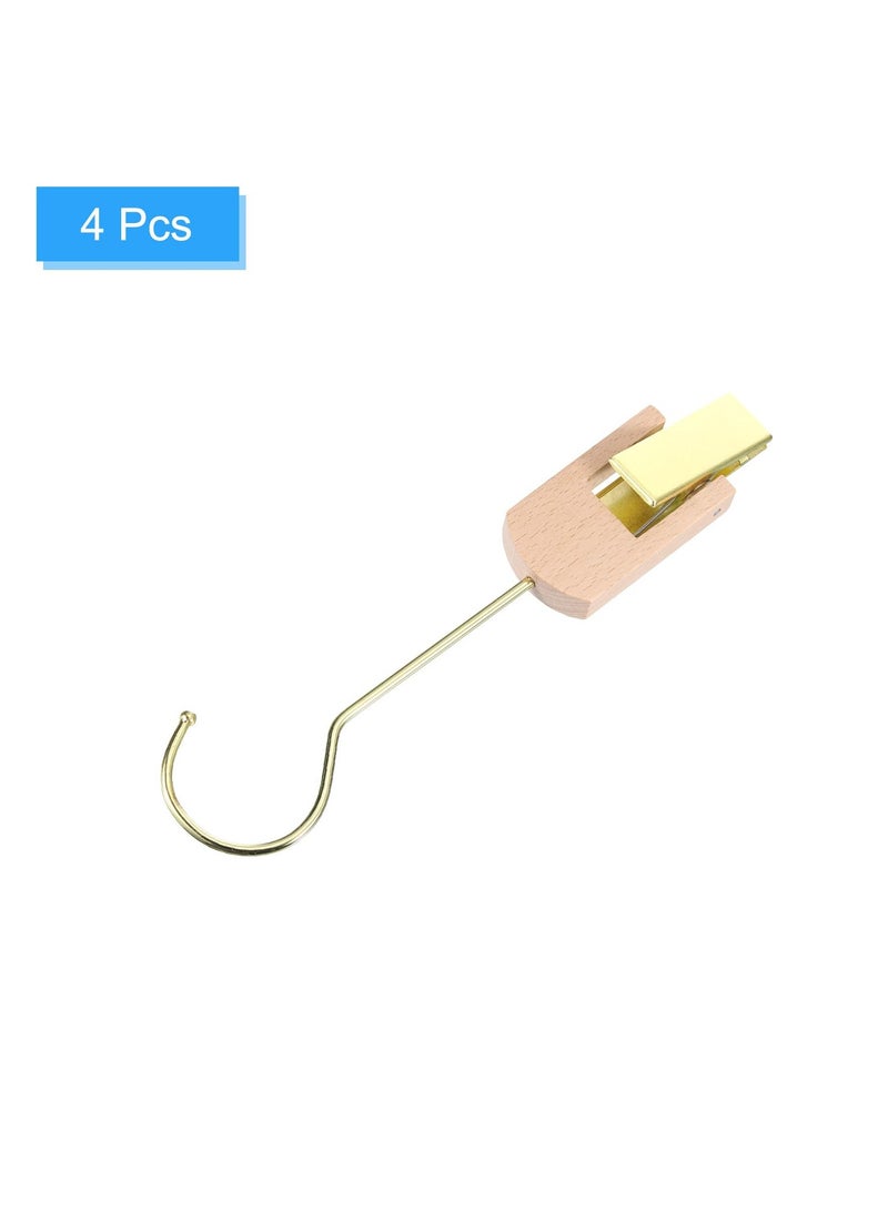 KASTWAVE مشابك معلقة، 4 قطع شماعات متعددة الاستخدامات من سبائك الألومنيوم لتعليق الملابس في غرفة الملابس، شماعة قابلة للحمل للسفر العائلي، شماعة دوارة للغسيل، مشبك ملابس، مشبك قبعة (190 مم ذهبي) - Image 2