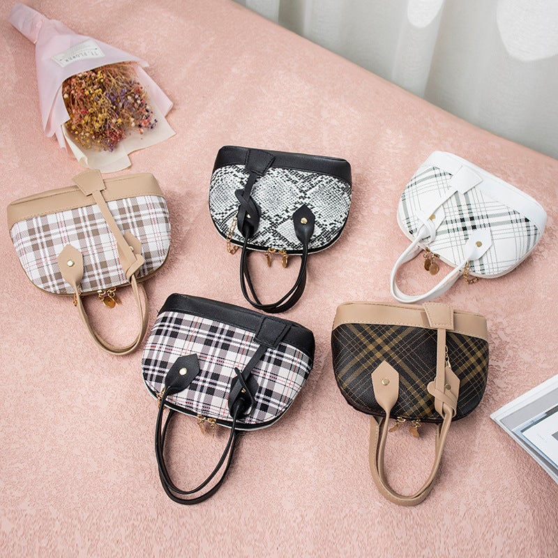 Fashion Plaid Print Handbag 2025 Contrast Color Shell Bag Geometric Pattern Mini Shoulder Phone Bag - Image 5