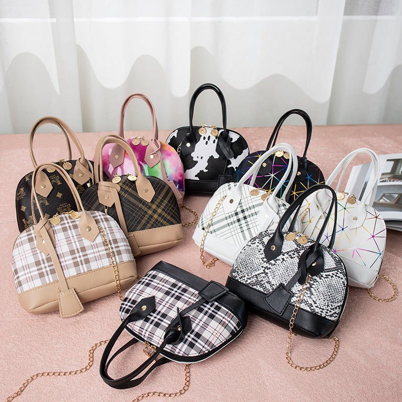 Fashion Plaid Print Handbag 2025 Contrast Color Shell Bag Geometric Pattern Mini Shoulder Phone Bag - Image 4