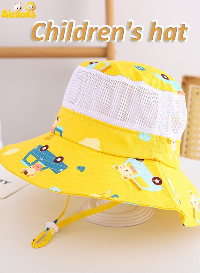 Aissiora Children's sun hat, children's sun protection hat, UV protection hat, children's bucket hat, lightweight summer sun hat, cartoon pattern, unisex, suitable for children aged 3-6. - Image 1