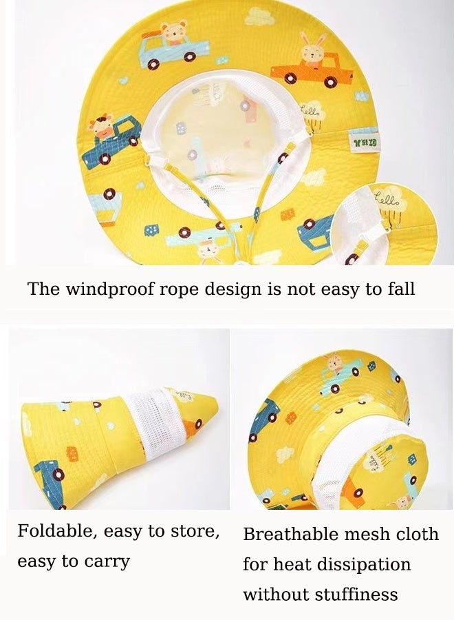 Aissiora Children's sun hat, children's sun protection hat, UV protection hat, children's bucket hat, lightweight summer sun hat, cartoon pattern, unisex, suitable for children aged 3-6. - Image 2