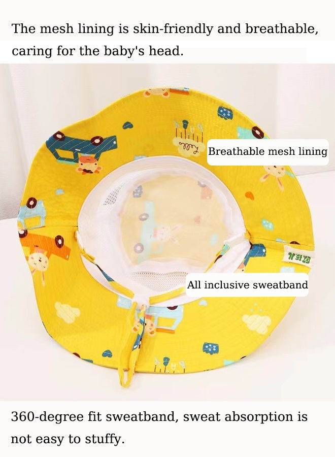 Aissiora Children's sun hat, children's sun protection hat, UV protection hat, children's bucket hat, lightweight summer sun hat, cartoon pattern, unisex, suitable for children aged 3-6. - Image 3