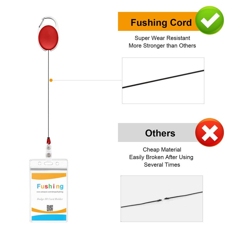 Fushing 20Pcs Retractable ID Badge Holders ID Badge Reels with Clip Retractable Badge Holders for Office Worker Doctor Nurse (Red) - Image 4