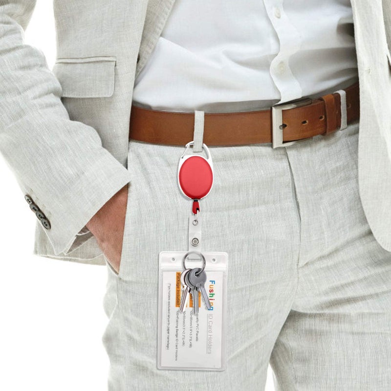 Fushing 20Pcs Retractable ID Badge Holders ID Badge Reels with Clip Retractable Badge Holders for Office Worker Doctor Nurse (Red) - Image 5