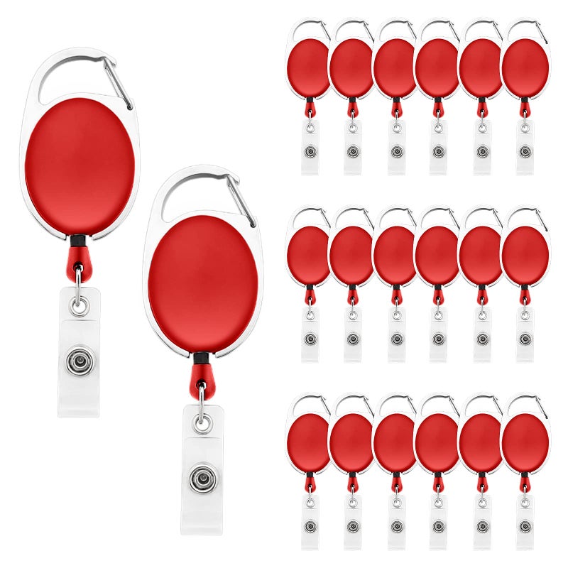 Fushing 20Pcs Retractable ID Badge Holders ID Badge Reels with Clip Retractable Badge Holders for Office Worker Doctor Nurse (Red) - Image 1