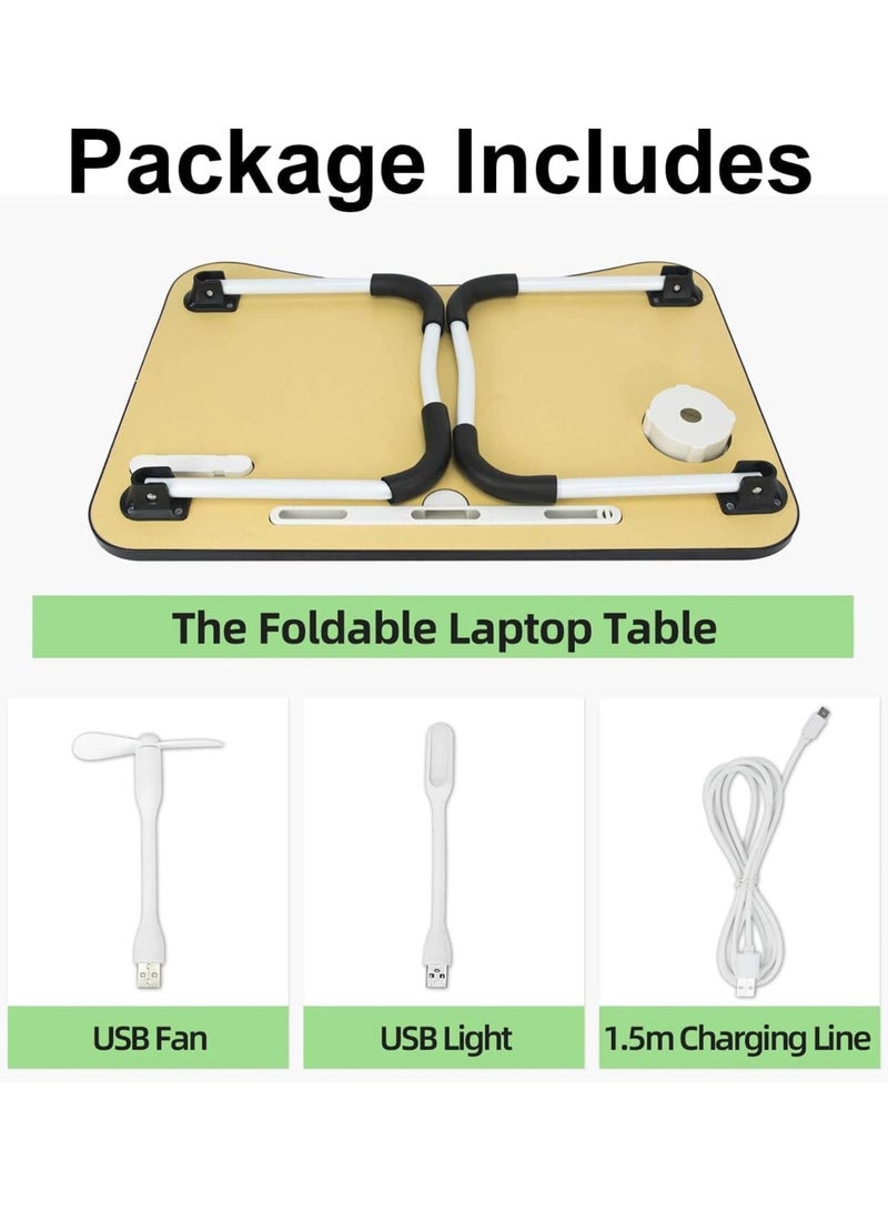 DubaiGallery Laptop Bed Desk, Portable Foldable Laptop Bed Table with USB Charge Port Storage Drawer and Cup Holder,Lap Desk Laptop Stand Tray Table Serving Tray for Eating, Reading and Working - Image 4