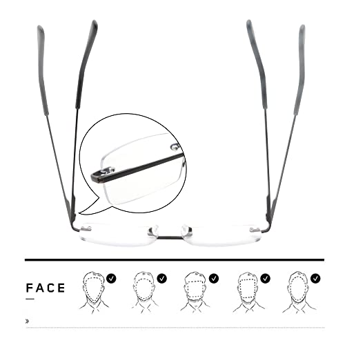 HIYANJN Frameless Reading Glasses Blue Light Blocking Rimless Computer Reader For men Lightweight Eyeglasses(3-Pack,2.25 - Image 5