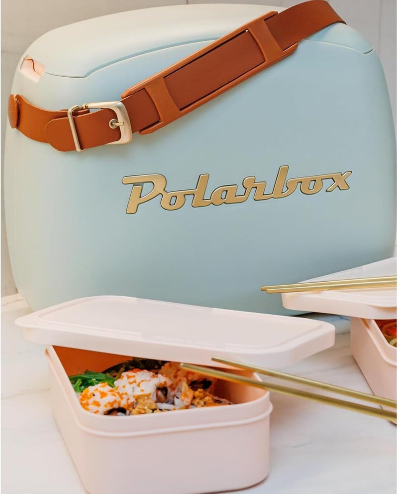 بولار بوكس حقيبة تبريد Lunch Tote | صندوق غداء رجعي للنزهات، حقيبة غداء قابلة لإعادة الاستخدام، حقيبة تبريد صغيرة عتيقة تشمل حاويتين للطعام! طعام ومشروبات للعمل والسفر والشاطئ والتخييم والمشي لمسافات طويلة 6 لتر (Matcha Gold) - Image 2