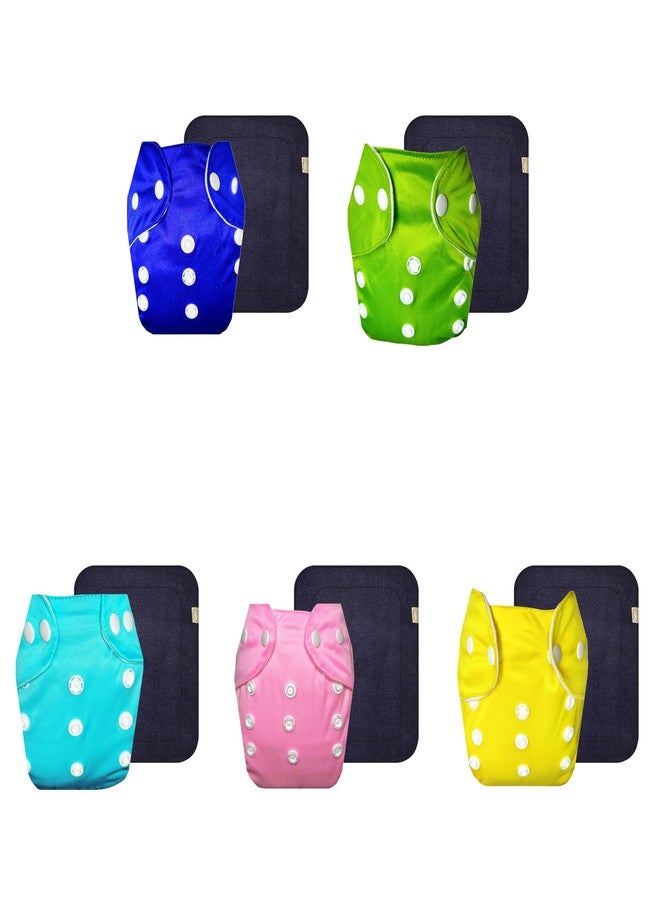 Dumbledo Lite Cloth Diaper with Black Insert (Pack of 5) | Dry Feel and Comfortable | Reusable & Washable | Travel Friendly | Perfect for Indian Summers | 3 Months - 2 Years | Unisex Baby - Image 1