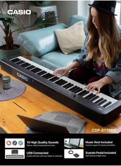 CASIO CDP-S110BK Digital Piano - Black - 88 Keys - with Power Adaptor  - Image 2