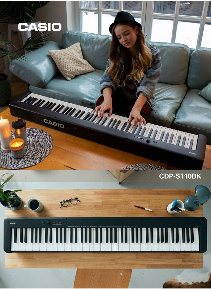 كاسيو - بيانو رقمي CDP-S110BK أسود 88 مفتاح مع محول الطاقة - Image 1