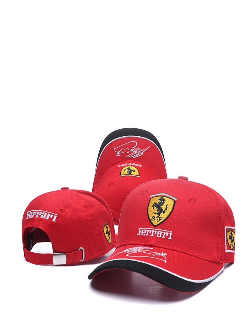 Ferrari قبعة سباق فيراري: توقيع أحمر وشارة الحصان الراقص