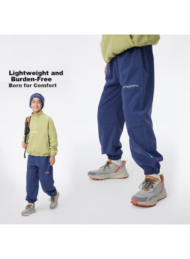 Onmygame Color Shell Pants Children's Sports Long Pants Boys Girls Casual Outdoor Jogger Water-repellent Army Green 170