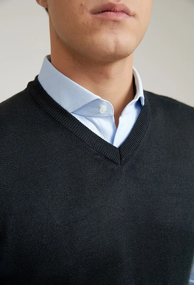 دي أس دامات Regular Fit Black Plain Knit Sweater 9HF060636282M