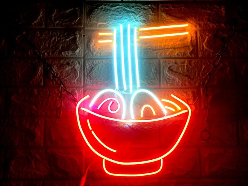 SG PRINT Ramen Neon Sign Ramen Noodle Led Neon Lights for Wall Decor Neon Cool Neon Lights for Restaurant Ramen Shop Window18x10 RedWhiteYellow  - Image 1