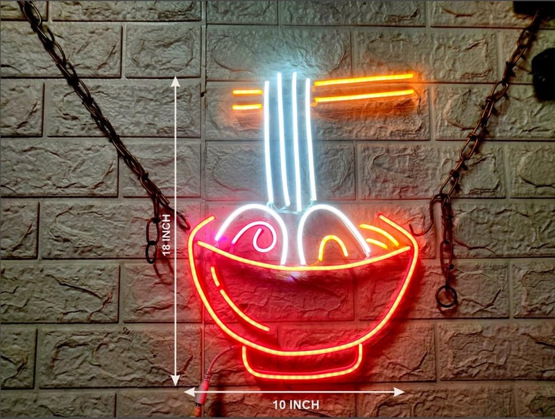 SG PRINT Ramen Neon Sign Ramen Noodle Led Neon Lights for Wall Decor Neon Cool Neon Lights for Restaurant Ramen Shop Window18x10 RedWhiteYellow  - Image 2