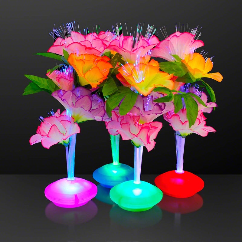 FlashingBlinkyLights Fiber Optic LED Flower Centerpieces Set of 12 Light Up Centerpieces for Tables