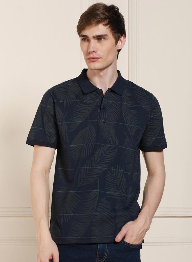 Dennis Lingo Regular Fit Navy Cotton-Poly Polo Neck T-Shirt - Image 1