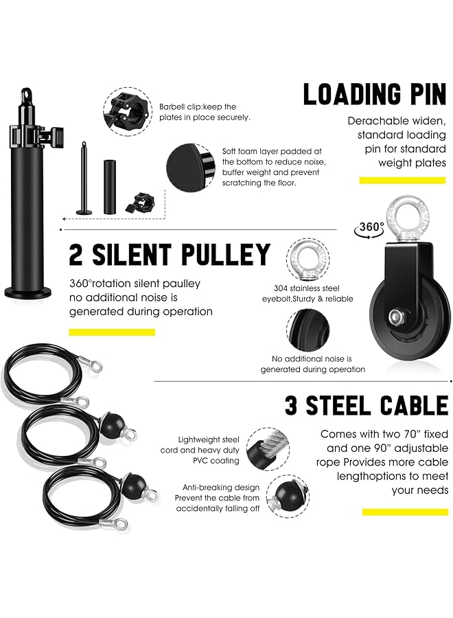 إيروريكس نظام بكرة كابلات الأوزان للصالة الرياضية - ملحقات مُحسّنة لآلة سحب العضلة الظهرية العريضة، ملحقات بكرة كابلات الرفع والرفع لمعدات الصالة الرياضية المنزلية، مشبك كروس أوفر للصدر، سحب العضلة ثلاثية الرؤوس، تمرين ثني العضلة ذات الرأسين - Image 3