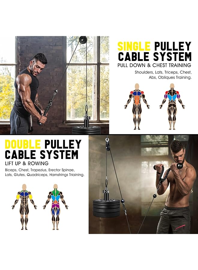 إيروريكس نظام بكرة كابلات الأوزان للصالة الرياضية - ملحقات مُحسّنة لآلة سحب العضلة الظهرية العريضة، ملحقات بكرة كابلات الرفع والرفع لمعدات الصالة الرياضية المنزلية، مشبك كروس أوفر للصدر، سحب العضلة ثلاثية الرؤوس، تمرين ثني العضلة ذات الرأسين - Image 4